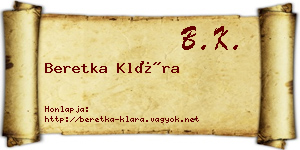 Beretka Klára névjegykártya
