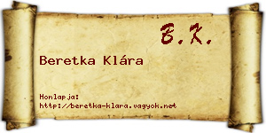 Beretka Klára névjegykártya